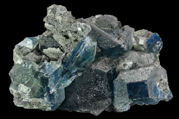 Blue-Green Fluorite on Sparkling Quartz - China #128931